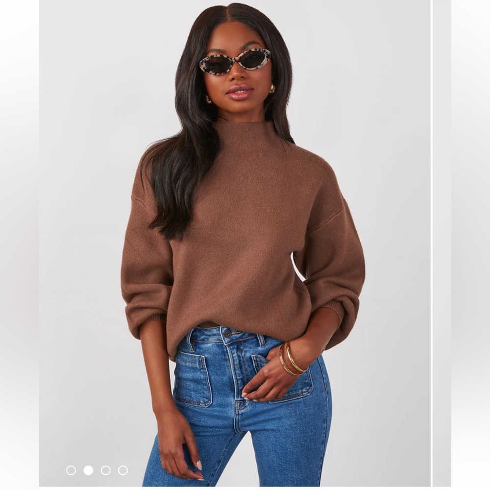 Vici Collection Amsterdam Mock Neck Sweater Mocha Long Sleeve Oversized